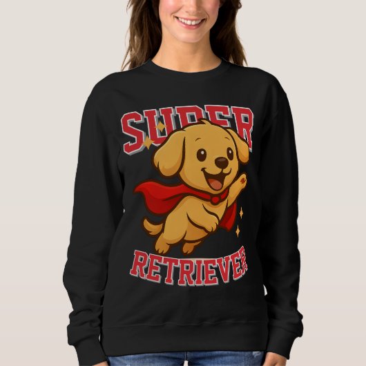 Schattigee Golden Retriever Superhero Unisex Man W Trui (Voorkant)