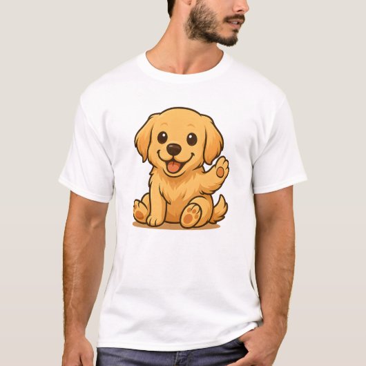 Schattigee Golden Retriever Unisex Man Vrouwen Kle T-shirt (Voorkant)