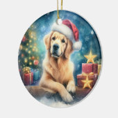 Schattigee Golden Retriever Waterverf Kerst Keramisch Ornament (Links)