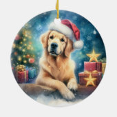 Schattigee Golden Retriever Waterverf Kerst Keramisch Ornament (Achterkant)