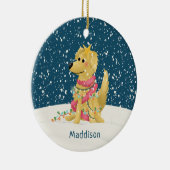 Schattigee Golden Retriever Winter Dog Christmas Keramisch Ornament (Rechts)