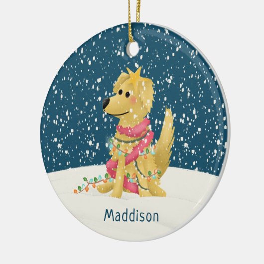 Schattigee Golden Retriever Winter Dog Christmas Keramisch Ornament (Links)