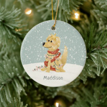 Schattigee Golden Retriever Winter Kerstmis