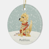 Schattigee Golden Retriever Winter Kerstmis Keramisch Ornament (Links)