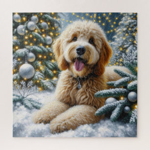 Schattigee Goldendoodle Dog Winter Wonderland Legpuzzel