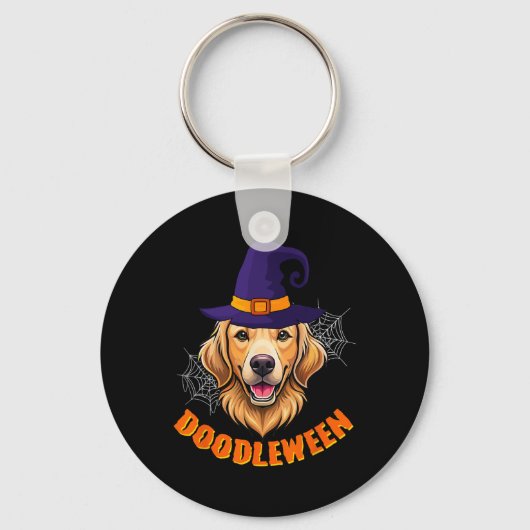 Schattigee Goldendoodle Halloween Spooky Golden Do Sleutelhanger (Voorkant)
