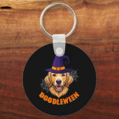 Schattigee Goldendoodle Halloween Spooky Golden Do Sleutelhanger (Voorkant)