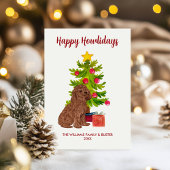 Schattigee Goldendoodle Hond Familie Kerstmis Feestdagenkaart