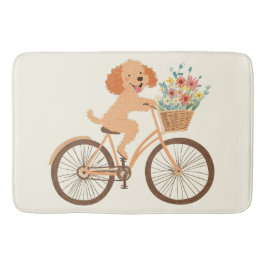 Schattigee Goldendoodle Hond Fietsen Spring Flower Badmat
