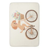 Schattigee Goldendoodle Hond Fietsen Spring Flower Badmat (Voorkant Verticaal)