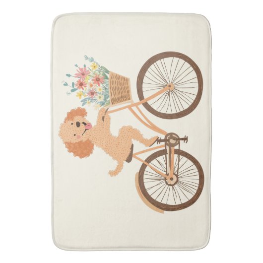 Schattigee Goldendoodle Hond Fietsen Spring Flower Badmat (Voorkant Verticaal)