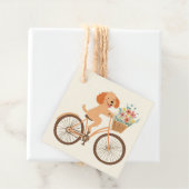Schattigee Goldendoodle Hond Fietsen Spring Flower Bedankjes Labels (In situ)