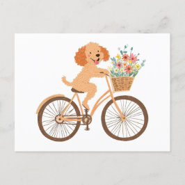 Schattigee Goldendoodle Hond Fietsen Spring Flower Briefkaart