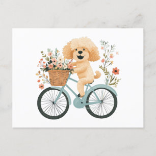 Schattigee Goldendoodle Hond Fietsen Spring Flower Briefkaart
