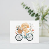 Schattigee Goldendoodle Hond Fietsen Spring Flower Briefkaart (Staand voorkant)