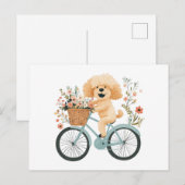 Schattigee Goldendoodle Hond Fietsen Spring Flower Briefkaart (Voorkant / Achterkant)