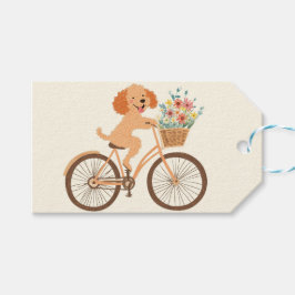 Schattigee Goldendoodle Hond Fietsen Spring Flower Cadeaulabel