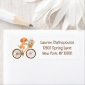 Schattigee Goldendoodle Hond Fietsen Spring Flower Etiket (Insitu)