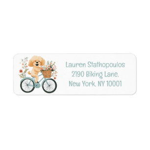 Schattigee Goldendoodle Hond Fietsen Spring Flower Etiket
