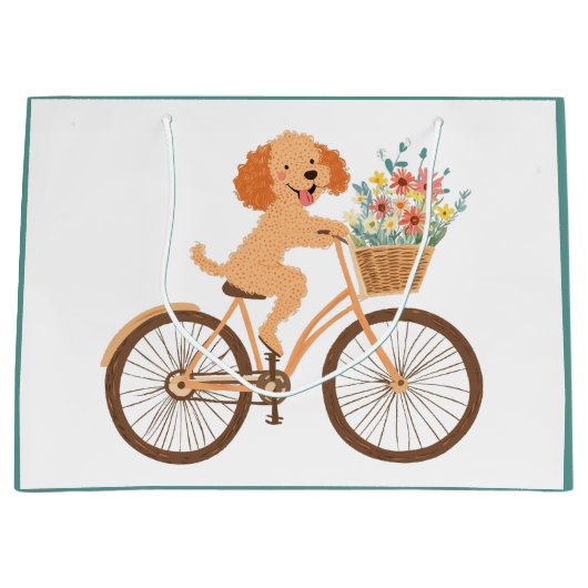 Schattigee Goldendoodle Hond Fietsen Spring Flower Groot Cadeauzakje (Voorkant)