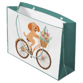 Schattigee Goldendoodle Hond Fietsen Spring Flower Groot Cadeauzakje (Achterkant Gekanteld)