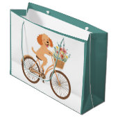Schattigee Goldendoodle Hond Fietsen Spring Flower Groot Cadeauzakje (Voorkant Gekanteld)
