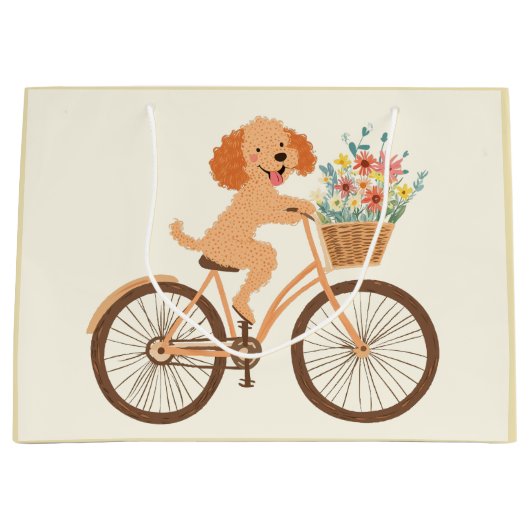 Schattigee Goldendoodle Hond Fietsen Spring Flower Groot Cadeauzakje (Voorkant)