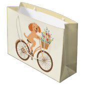 Schattigee Goldendoodle Hond Fietsen Spring Flower Groot Cadeauzakje (Achterkant Gekanteld)