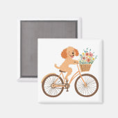 Schattigee Goldendoodle Hond Fietsen Spring Flower Magneet (Voorkant / Achterkant)