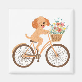 Schattigee Goldendoodle Hond Fietsen Spring Flower Magneet