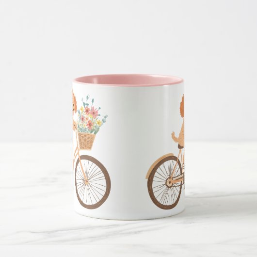 Schattigee Goldendoodle Hond Fietsen Spring Flower Mok (Midden)