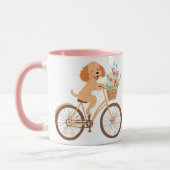 Schattigee Goldendoodle Hond Fietsen Spring Flower Mok (Links)