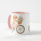 Schattigee Goldendoodle Hond Fietsen Spring Flower Mok (Voorkant links)
