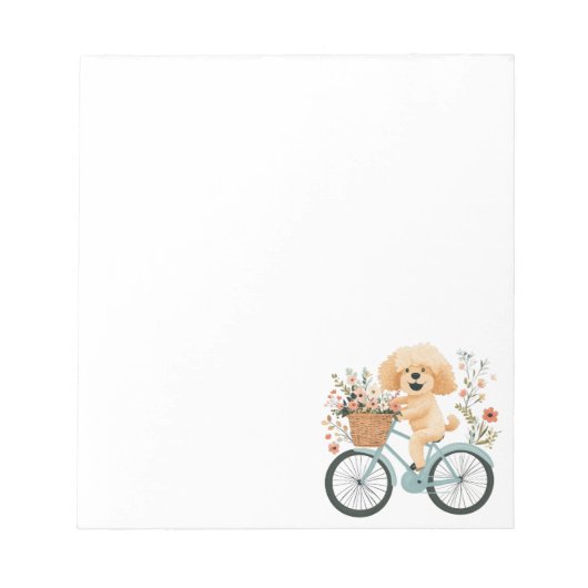 Schattigee Goldendoodle Hond Fietsen Spring Flower Notitieblok (Voorkant)