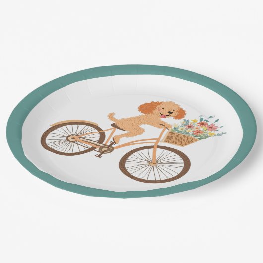 Schattigee Goldendoodle Hond Fietsen Spring Flower Papieren Bordje (Gekanteld)