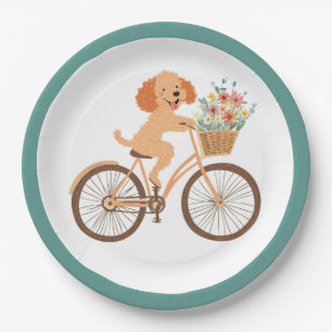 Schattigee Goldendoodle Hond Fietsen Spring Flower Papieren Bordje