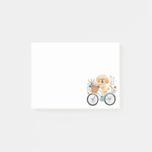 Schattigee Goldendoodle Hond Fietsen Spring Flower Post-it® Notes (Voorkant)