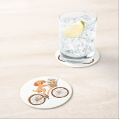 Schattigee Goldendoodle Hond Fietsen Spring Flower Ronde Kartonnen Onderzetter (Insitu)