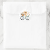 Schattigee Goldendoodle Hond Fietsen Spring Flower Ronde Sticker (Tas)