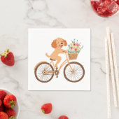 Schattigee Goldendoodle Hond Fietsen Spring Flower Servet (Insitu)