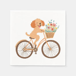 Schattigee Goldendoodle Hond Fietsen Spring Flower Servet