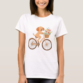 Schattigee Goldendoodle Hond Fietsen Spring Flower T-shirt