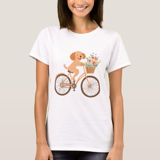Schattigee Goldendoodle Hond Fietsen Spring Flower T-shirt (Voorkant)