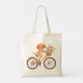 Schattigee Goldendoodle Hond Fietsen Spring Flower Tote Bag (Achterkant)