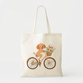 Schattigee Goldendoodle Hond Fietsen Spring Flower Tote Bag