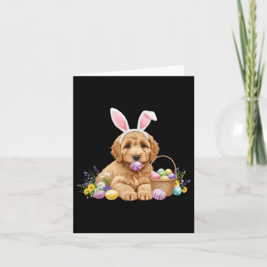 Schattigee Goldendoodle Paasdag Egg Wildflowers Vr Kaart (Voorkant)