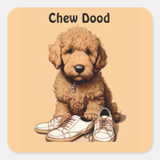 Schattigee Goldendoodle Puppy Dog Met Schoenen Vierkante Sticker