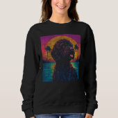 Schattigee Goldendoodle Sunset  Retro Stijl Trui (Voorkant)