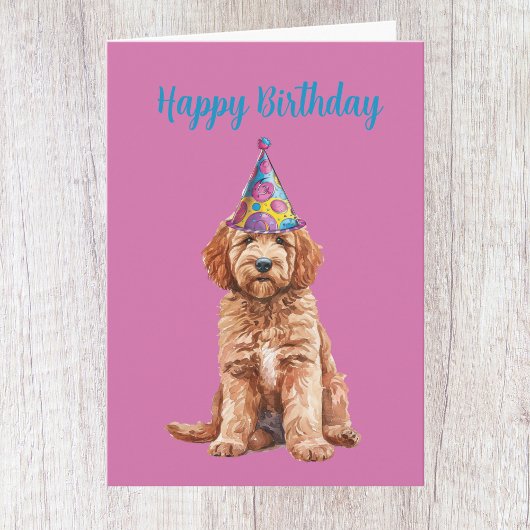 Schattigee Goldendoodle Verjaardag Kaart