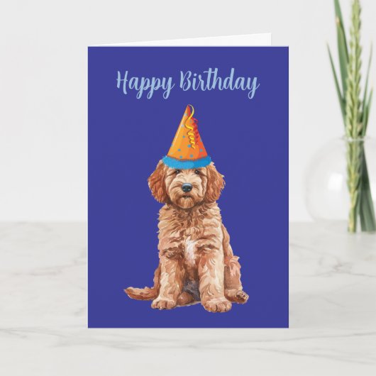 Schattigee Goldendoodle Verjaardag Kaart (Voorkant)